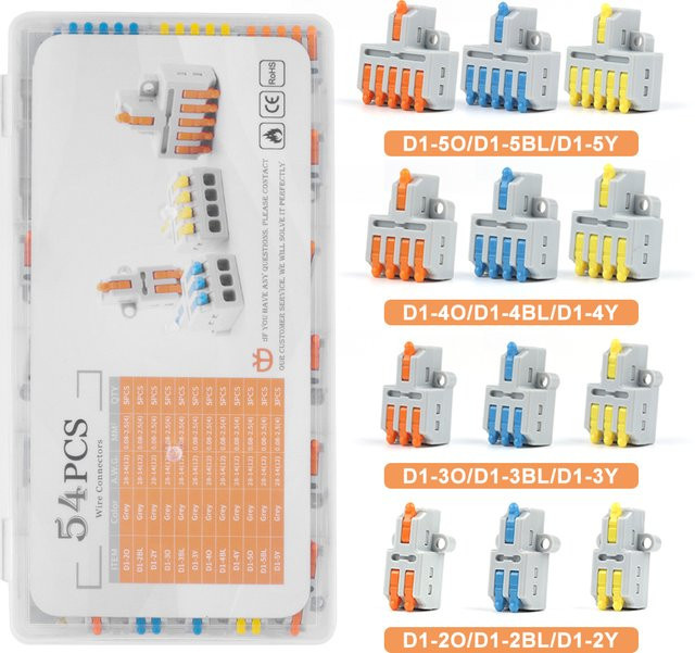 DIY YOU Kompakter Kabelverbinder mit Hebelklemmen in 3, 4, 5 oder 6-poliger Ausführung für schnelle Steckverbindungen - Bild 1