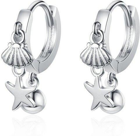YIRAN Jewelry Creolen 925 Sterlingsilber, Seestern-Perlen, Damen - Bild 1