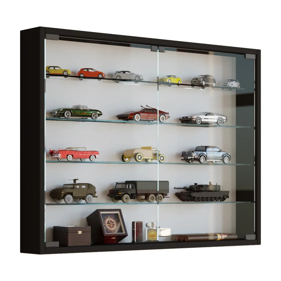 VCM Wandvitrine Mandosa L in Schwarz mit ESG-Sicherheitsglas, B/H/T: 80 x 60 x 10 cm - Bild 4