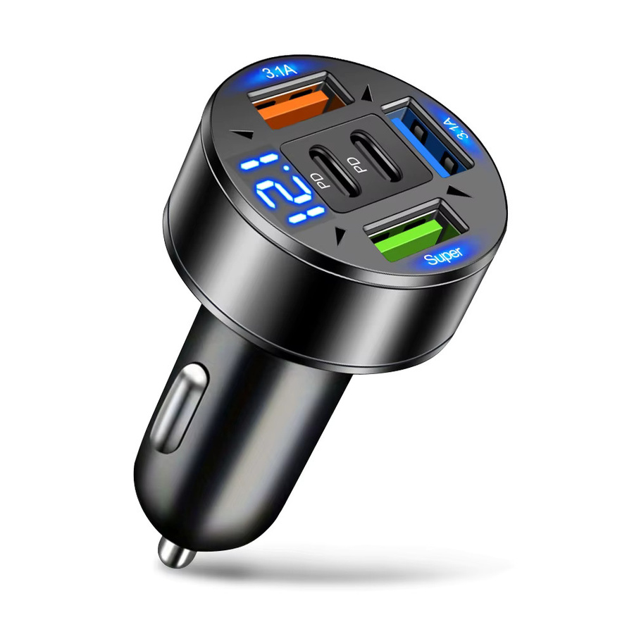 250W 5-Port USB-Autoladegerät mit PD QC3.0 USB-C und Spannungsanzeige für iPhone, Samsung, Huawei und Xiaomi - Bild 4