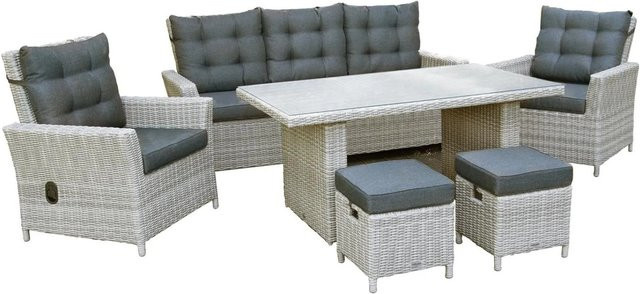 Green Spirit Garten Sitzgruppe Asti aus Polyrattan in Grau mit Aluminiumgestell - Bild 1