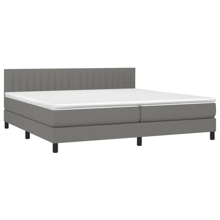 vidaXL Boxspringbett Hybrid mit Matratze und LED-Unterbettbeleuchtung sowie USB-Ladeanschluss, Dunkelgrau, B/T/H: 200 x 200 x 78 cm - Bild 2