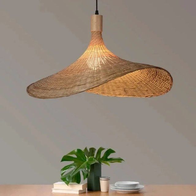 JOYINLED Rattan Pendelleuchte im japanischen Stil mit integriertem LED für Teestuben und Restaurants, Durchmesser: 30 cm - Bild 1