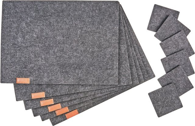 Mömax Tischset Felt in Dunkelgrau, 12er Set, rechteckig - Bild 1