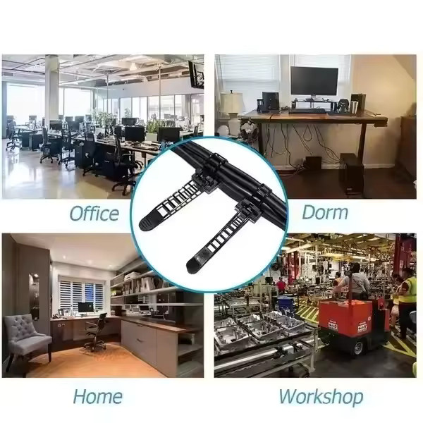 Verstellbare Kabelbinder und Kabelmanagement-Clips in Schwarz für Schreibtisch, Wand und Auto, 10 Stück - Bild 4