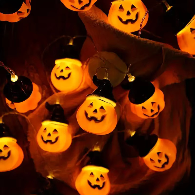 Halloween Kürbis Hut mit LED Lichterkette in Orange und Warmweiß für Indoor und Outdoor Dekoration - Bild 4
