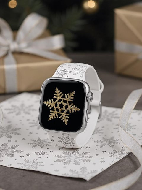 Uhrenarmband Silikon, Weihnachtsschneeflocken, Weiß, Unisex - Bild 1