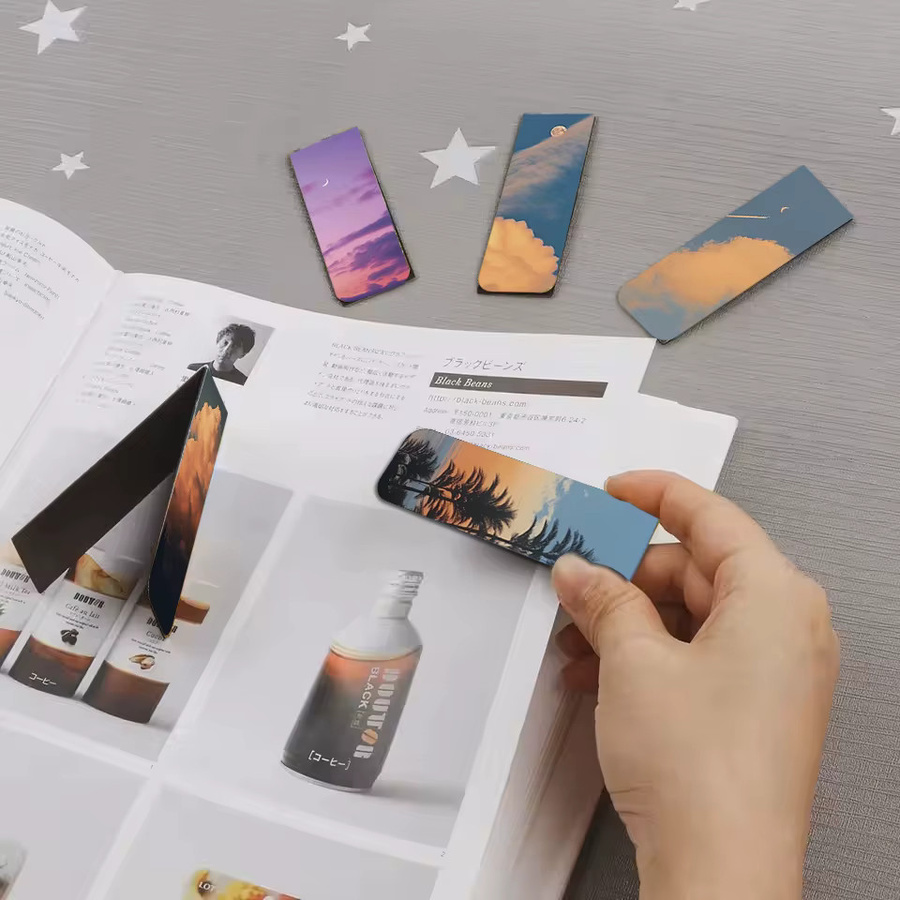 Bview Art 5 Stück magnetische Lesezeichen im Sonnenuntergang-Farbverlauf, kreative faltbare Wolken-Lesezeichen aus Papier in Multicolour - Bild 3
