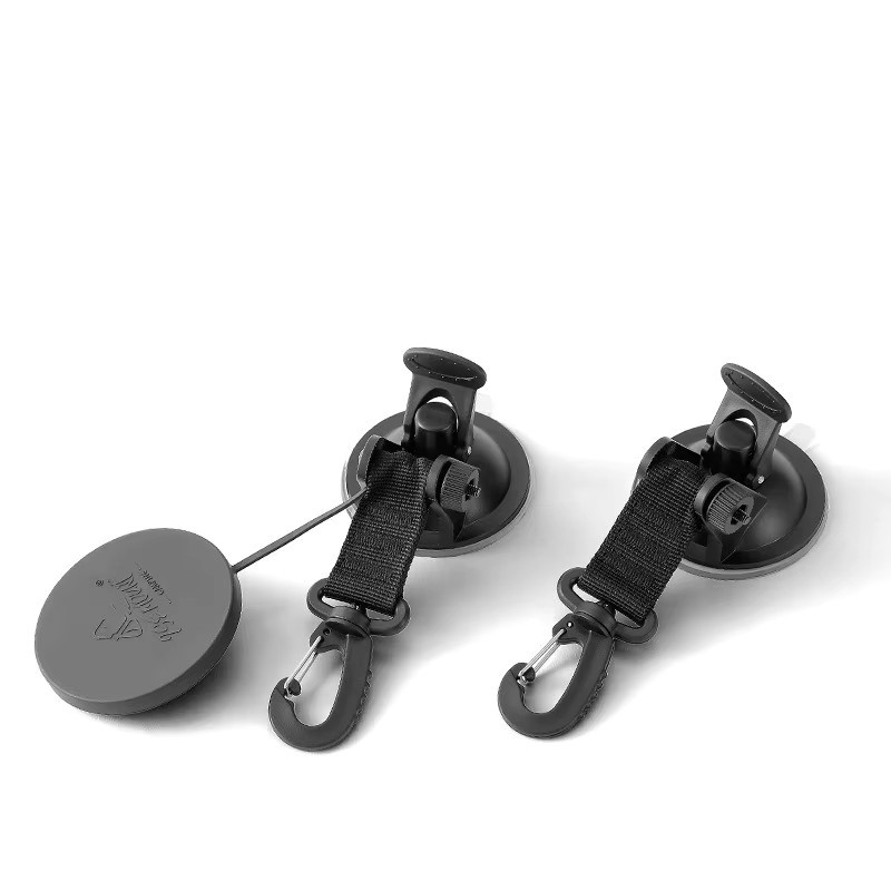 Wiederverwendbare Saugnapf-Haken mit Karabiner-Aufhänger in Schwarz aus Kunststoff für Badezimmer und Outdoor - Bild 2