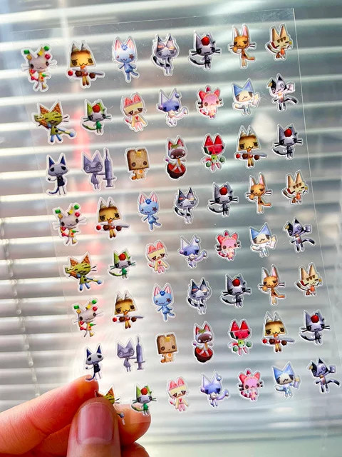 Sanrio Cartoon 3D Katzen Nagelkunst Aufkleber Y2K Transparent Multicolour PVC Wasserfest für Scrapbooking und Trinkbecher - Bild 1