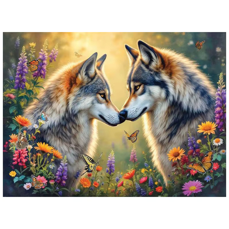HUACAN Diamantmalerei Set Wolf Motiv mit Strass-Steinen, Bastelset für Erwachsene, Multicolour, B/H: 30 x 30 cm - Bild 2