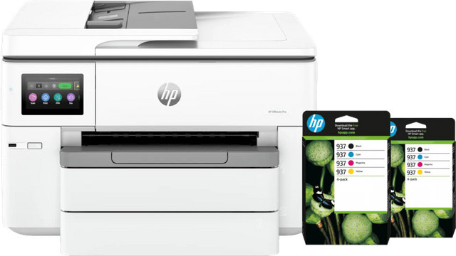 HP OfficeJet Pro 9730 Inkjet-Multifunktionsgerät in Weiß inklusive 2 schwarzer und 2 Farbpatronen mit Wi-Fi und USB - Bild 1