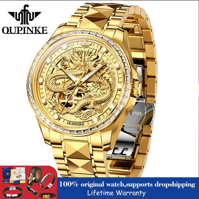 OUPINKE Armbanduhr Automatik, Edelstahl, Gold, Herren - Bild 1