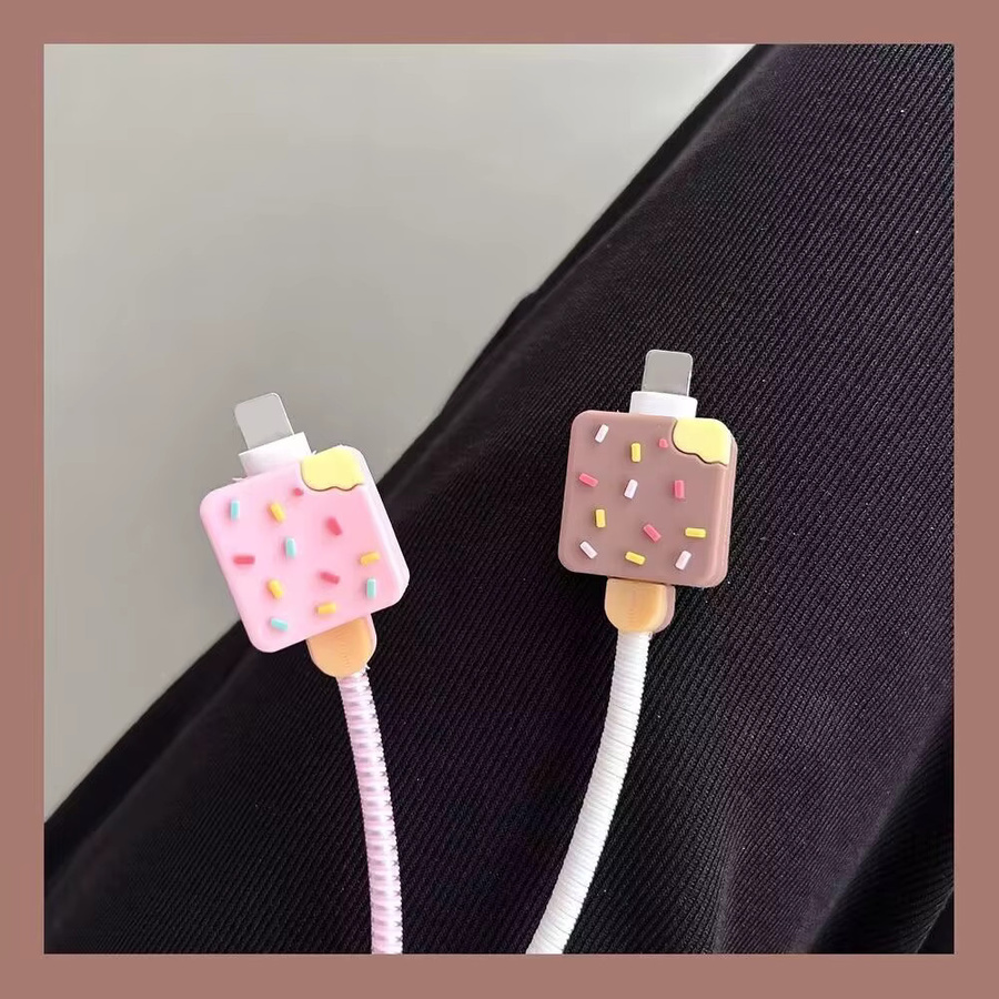 TAOYUNXI Ladekabel-Schutzhülle im Eiscreme-Design für iPhone Ladegeräte und Datenkabel, mehrfarbig und braun - Bild 2