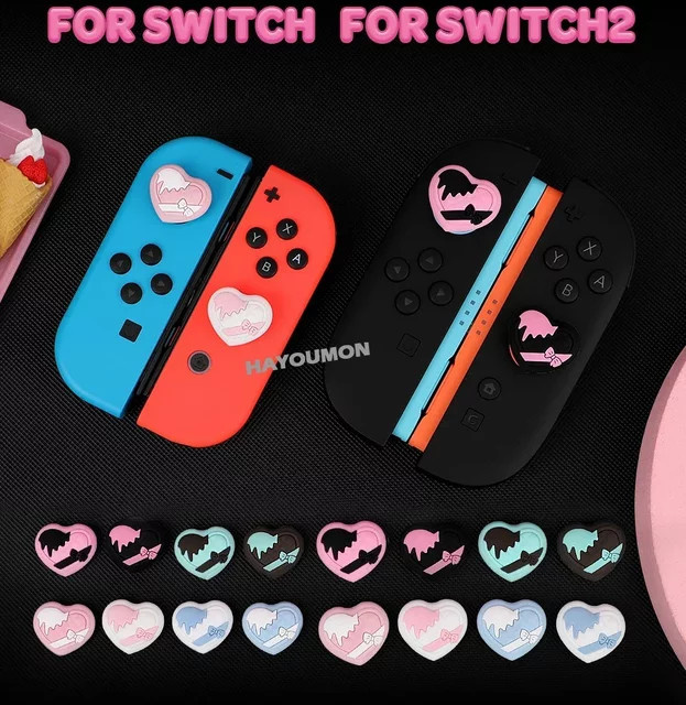 HeroAngel 4er-Set Silikon-Thumb-Grips für Nintendo Switch, Switch Lite und OLED sowie PlayStation Controller, weiche Joystick-Kappen in Multicolour, Gaming-Zubehör - Bild 1