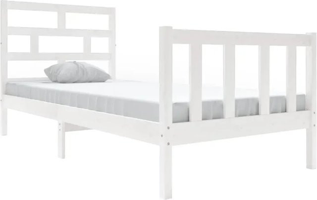 vidaXL Massivholzbett aus Kiefer in Weiß, Modernes Singlebett, B/T/H: 90 x 190 cm - Bild 1