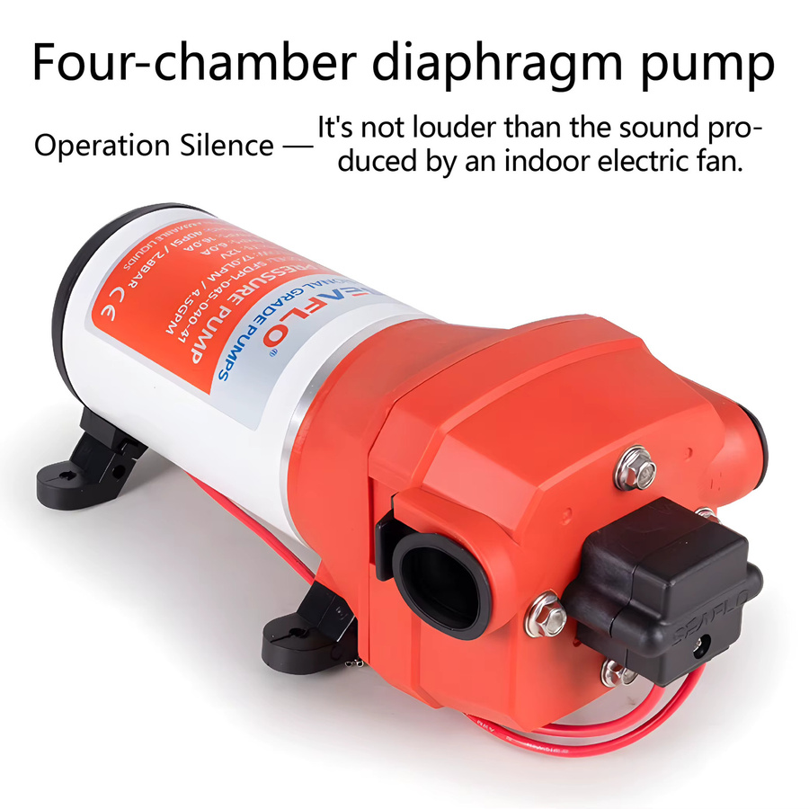 xmshxltd Vierkammer-Membranpumpe DC12/24V mit 35m Förderhöhe und 17LPM, automatische Selbstansaugpumpe als Wasserpumpen-Booster für Spülungen - Bild 2