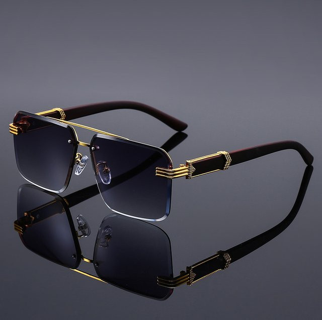 Hindfield Sonnenbrille, Herren, randlos, quadratisch, gold, braun - Bild 1