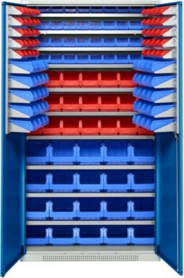 SSI Schäfer Genius Magazinschrank Serie PROFI mit Sichtlagerkästen, Farbe: enzianblau/lichtgrau, B/T/H: 105,5 x 52,0 x 195,0 cm - Bild 1