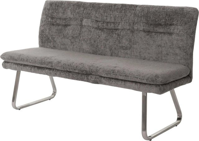 BERLINLODGE Sitzbank Modern in Dunkelgrau mit Chenille-Stoff und gebürstetem Edelstahl, B/T/H: 160 x 90 x 58 cm - Bild 1