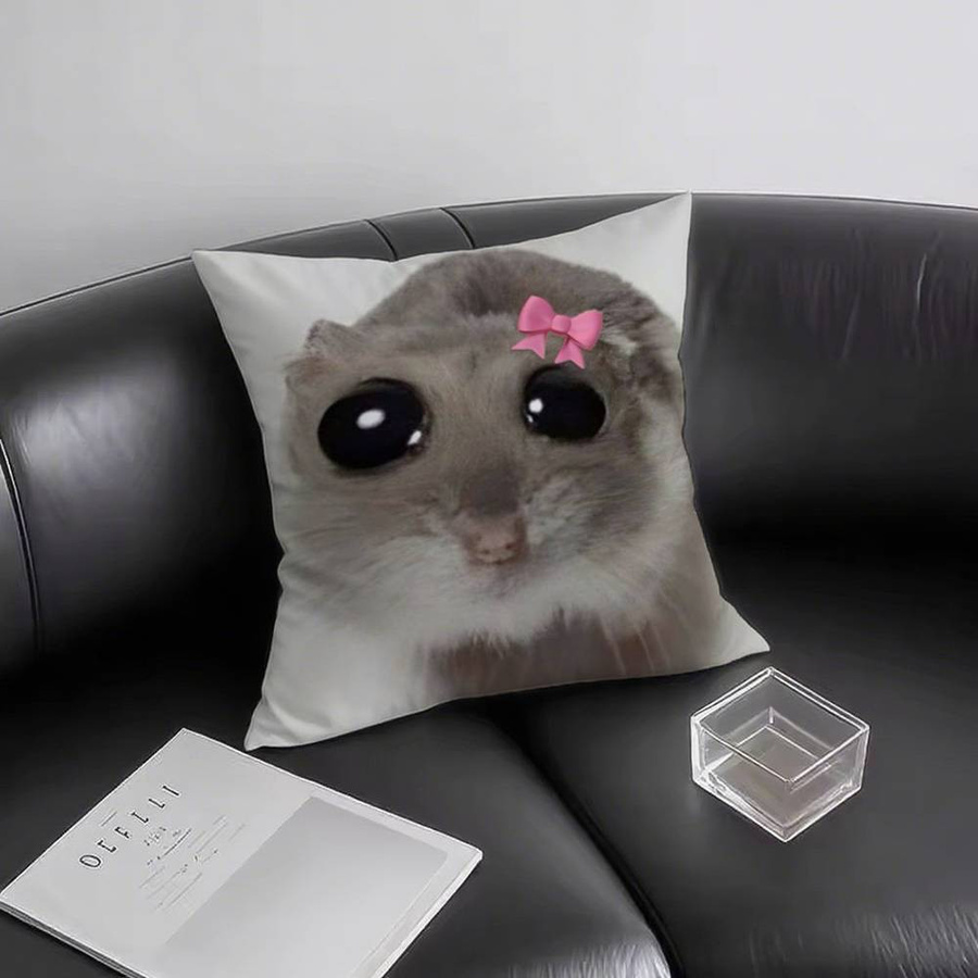 GUOYU HOMEDECOR Kissenbezug mit lustigem Hamster Meme Motiv, quadratisch, Multicolour, B/B/B: 40,64 x 40,64 x 40,64 cm - Bild 2