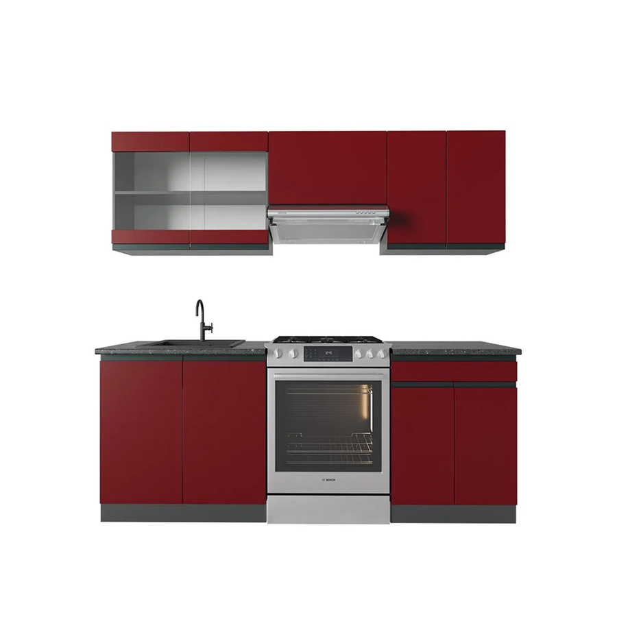Vicco R-Line Küchenzeile modern in Rot und Anthrazit, Breite: 200 cm, Tiefe: 60 cm, Höhe: 82 cm - Bild 2
