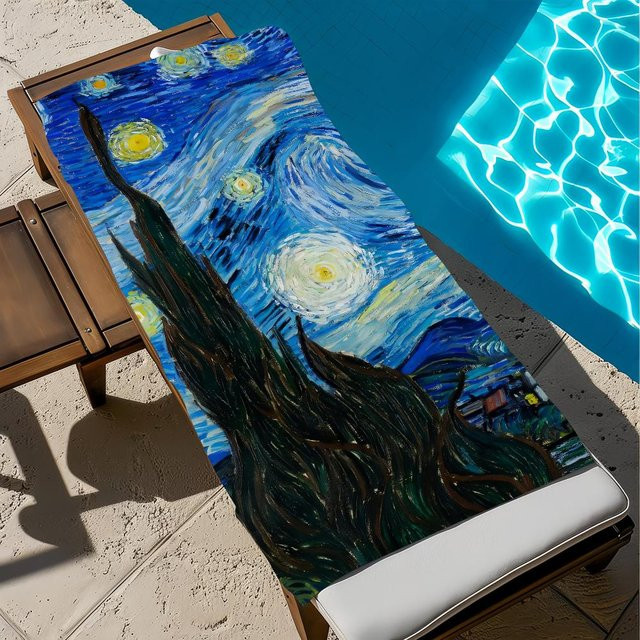 V-van art Schnelltrocknendes Microfaser Handtuch mit Grafikdesign in Weiß und Blau, B: 45 cm, H: 90 cm - Bild 1