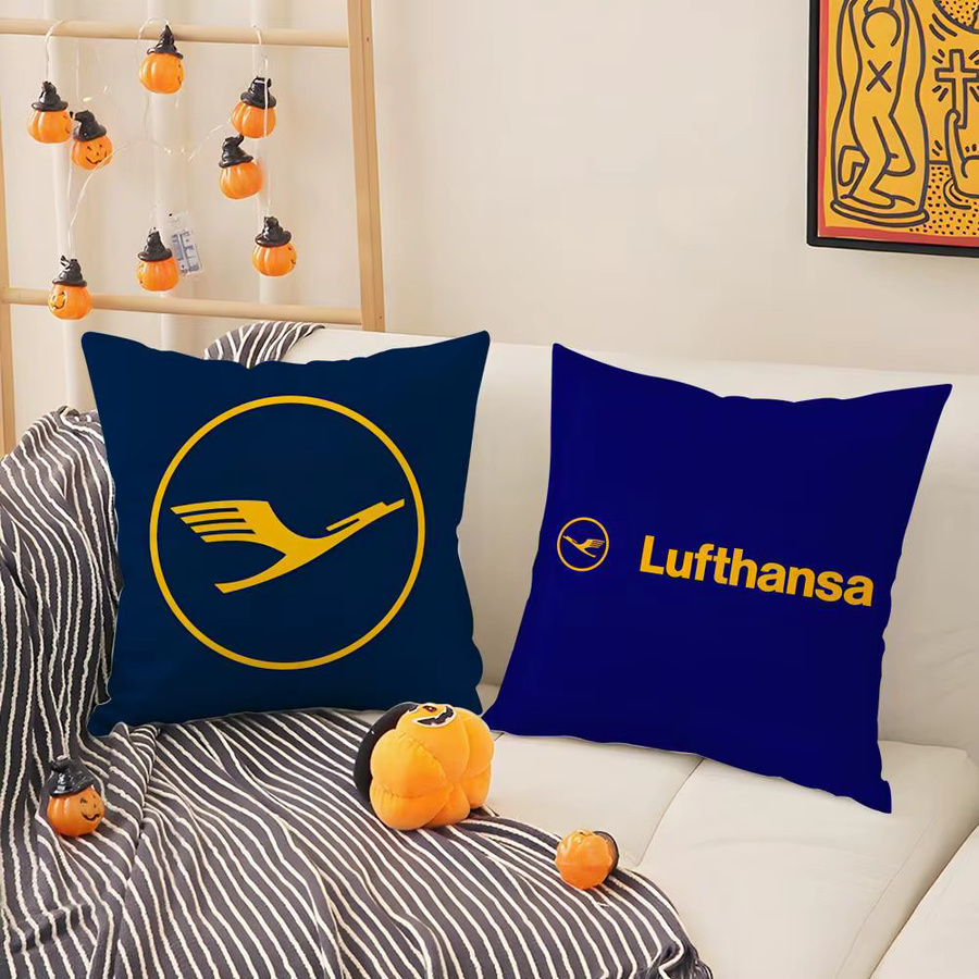 Lufthansa Airlines Flight Commemoration Kissenbezug in Black6 mit seidigem Kurzplüsch und unsichtbarem Reißverschluss - Bild 5