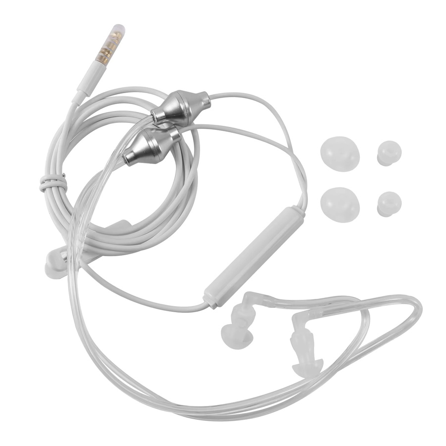 Binaurale Stereo-Ohrhörer in Weiß mit Mikrofon, Geräuschunterdrückung und Luftschlauch über 3,5-mm-Klinkenanschluss - Bild 1