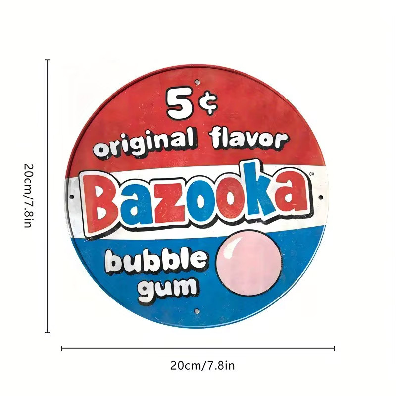 Vintage Bazooka Bubble Gum Schild von Desperate Enterprises – Runde Wanddekoration aus Holz in Multicolour für Bar, Café oder Küche - Bild 4