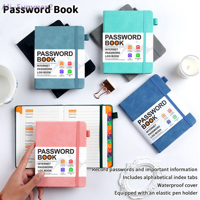 Passworthalterbuch als Computer-Passwort-Organizer mit alphabetischen Tabs und Hardcover in Schwarz aus Kunstleder - Bild 1