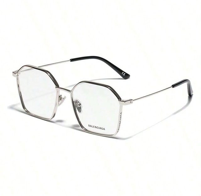 Balenciaga BB0198O Korrektionsbrille, Vollrand, Hexagonal, Metall, Unisex, Schwarz, Silber - Bild 1