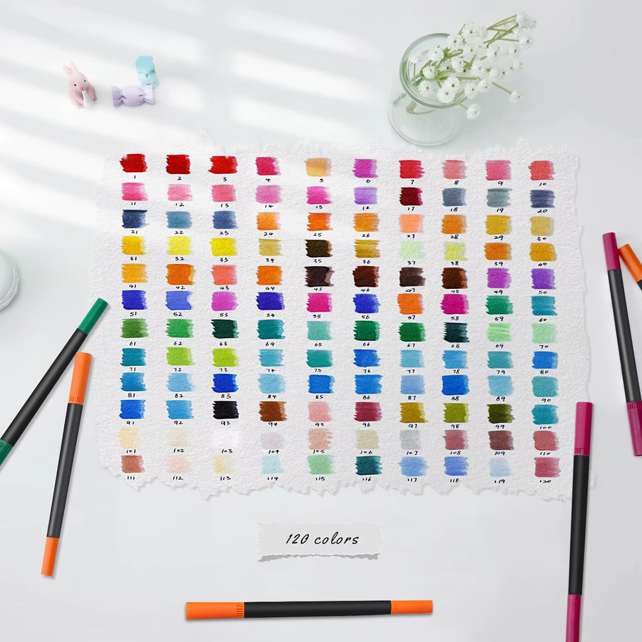 Dual-Pinsel-Markierungsstifte Set mit 72 Farben in Multicolour für Malbücher für Erwachsene und Bullet Journaling mit feiner Spitze und Pinselspitze - Bild 1