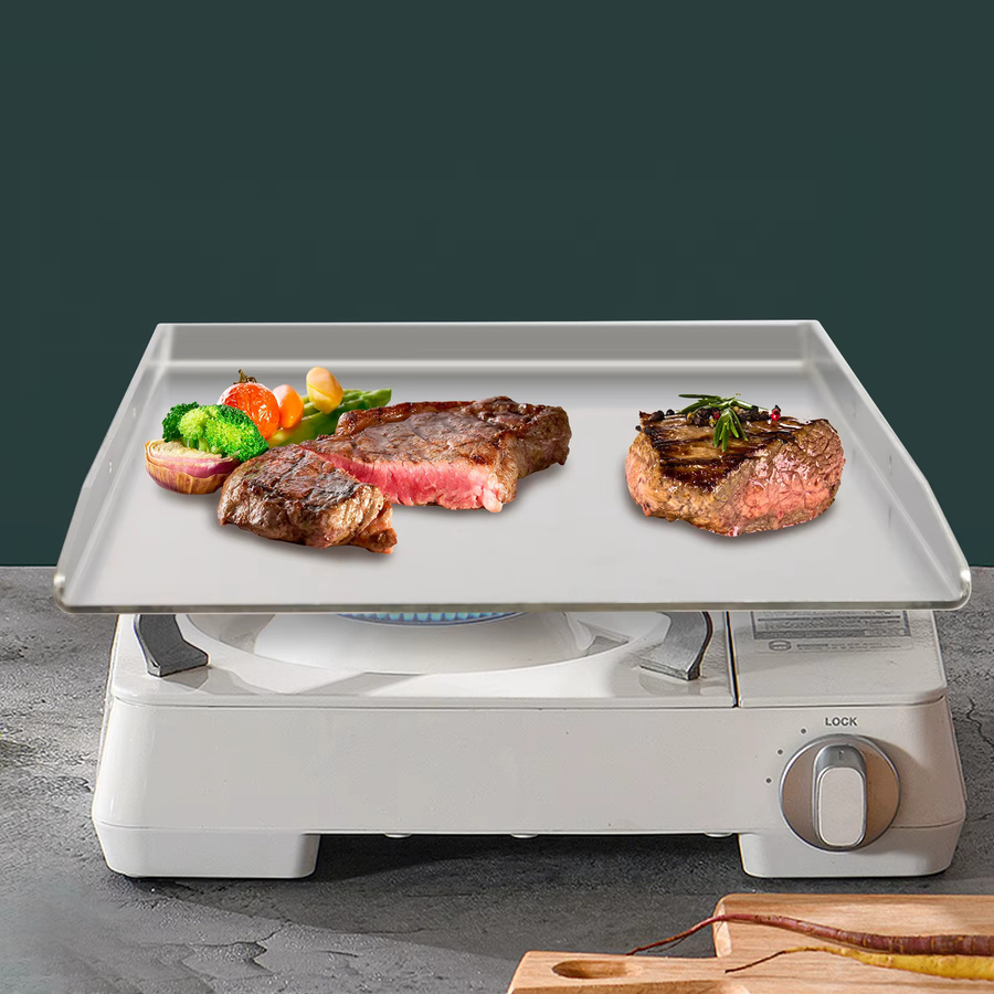 Bymaocar Edelstahl-Grillplatte in Silber, universelle Grillplatte für Camping und Wandern, B/T: 49 x 32,5 cm - Bild 3
