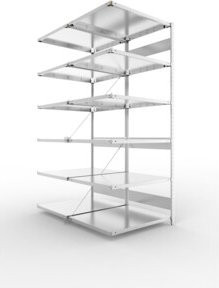 Meta Steckregal Anbauregal S3 CLIP 230 DAR in Silber verzinkt mit 12 Böden, B/T/H: 250 x 100 x 80 cm - Bild 1