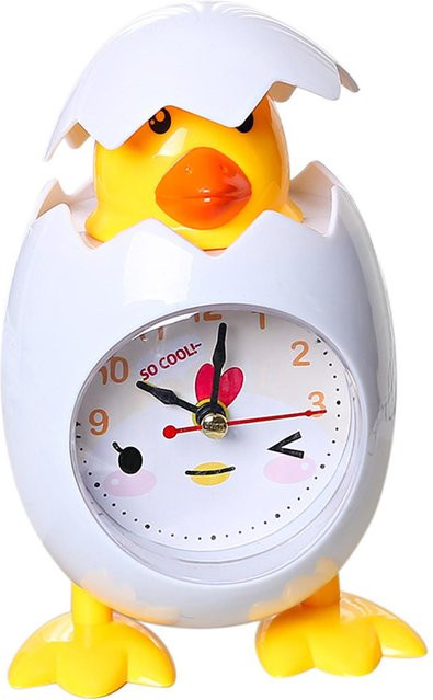 CosyHome Küken-Wecker für Kinder in Weiß, analoger Desktop-Wecker aus Kunststoff mit Quarzwerk - Bild 1