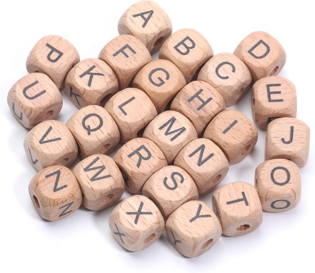 Laudsong Holz Perlen, Quadratische Buchstaben Alphabet, 12 mm, 26 Teile/Satz - Bild 1