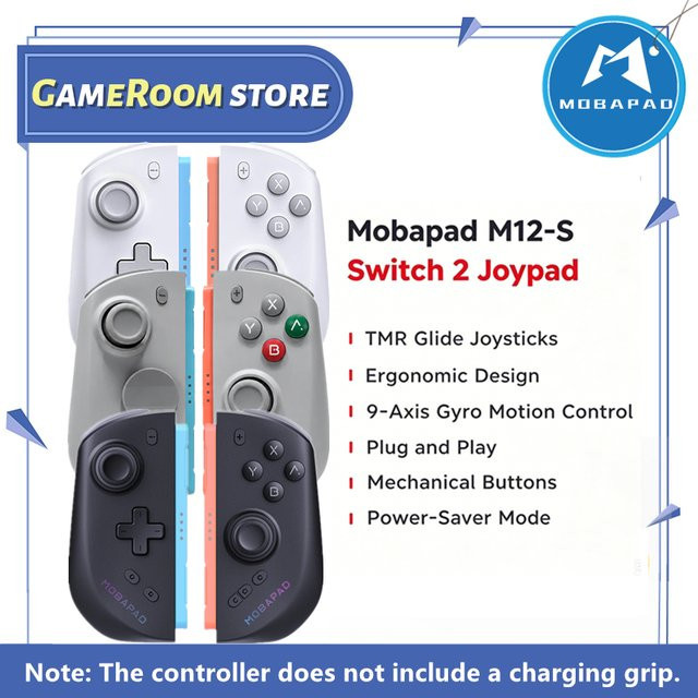 Mobapad M12 S Gamepad für Nintendo Switch mit Tasche und Ladegriff in Schwarz, Weiß und Grau - Bild 1