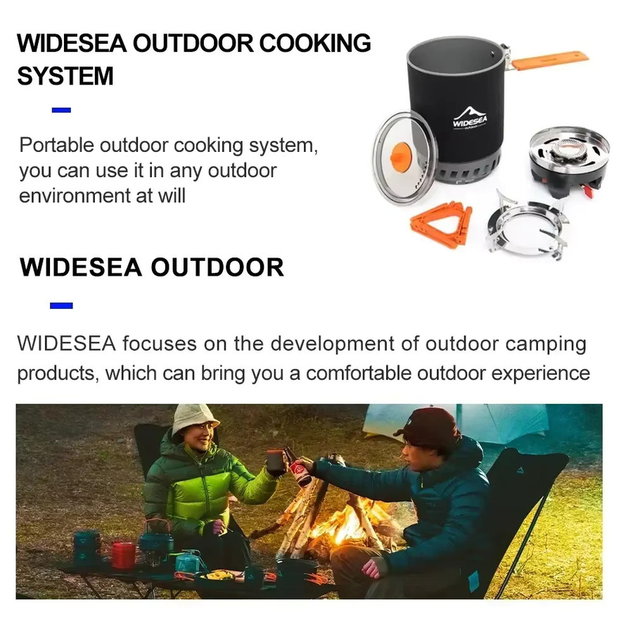 Widesea Camping Kochset aus Edelstahl mit Gas-Herdbrenner und Wärmetauscher in Schwarz - Bild 6