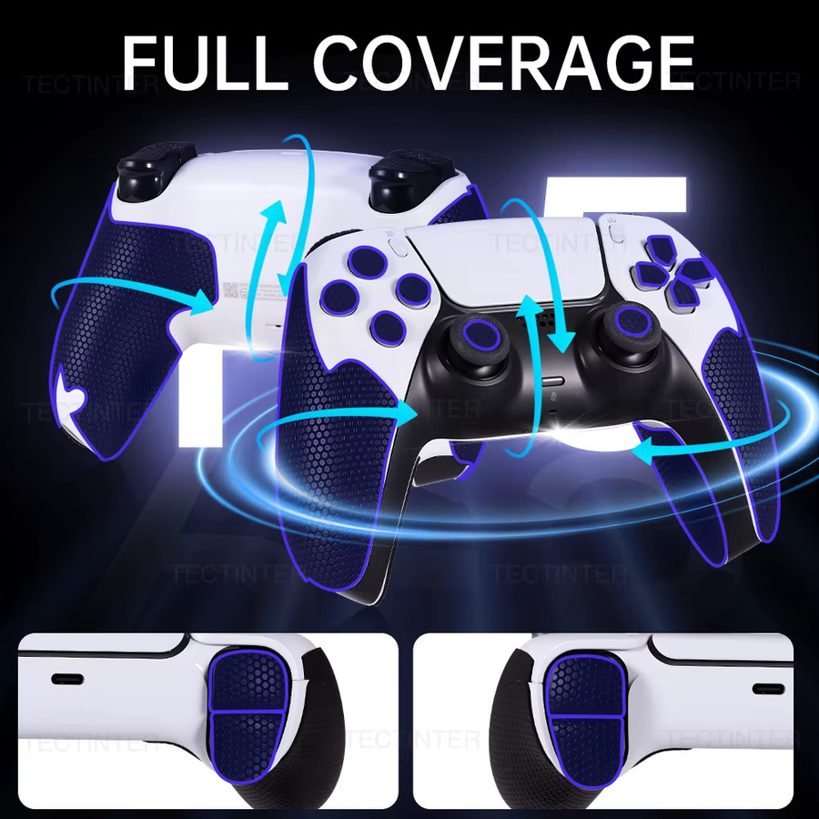 TECTINTER Schutzaufkleber-Set für Nintendo Switch 2, PS5 und Xbox Controller in Schwarz, rutschfester strukturierter Skin als Griffüberzug - Bild 3