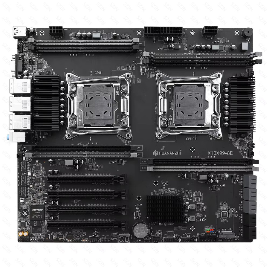 HUANANZHI IPMI X99 Dual-CPU-Server-Kit mit Unterstützung für E5 V3 V4 und DDR4, 2x 2.5G LAN, 3x PCIE 3.0 x16 und 10x SATA 3.0 in Schwarz - Bild 3