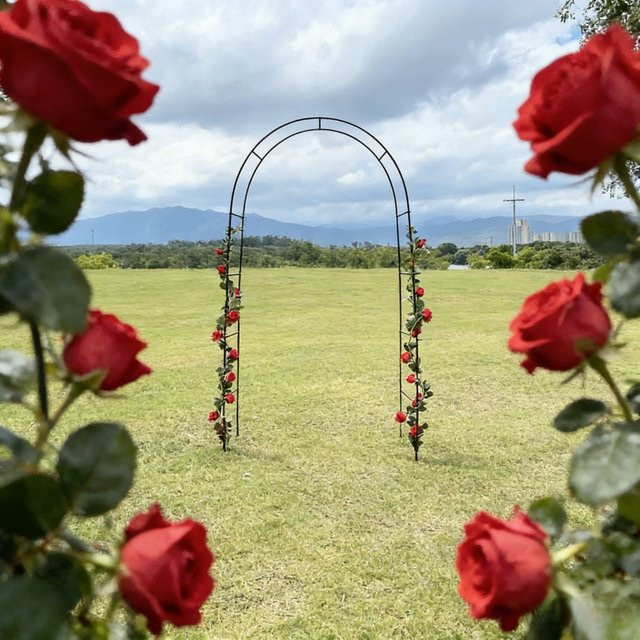 1-2Garden Metall Gartenbogen als Klettergerüst und Blumenständer in Schwarz, Höhe: 240 cm, Breite: 140 cm - Bild 1