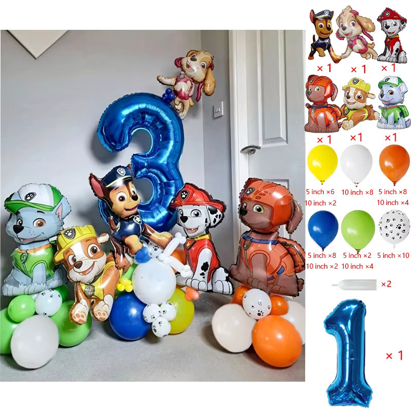Paw Patrol Chase Hund Ballon Set für Kinder Geburtstag Dekoration in Mehrfarbig - Bild 2