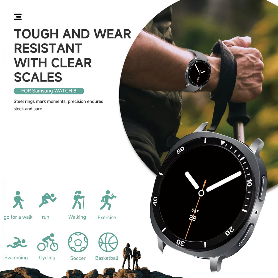 CAOWTAN Uhrenzubehör Metallrahmen für Samsung Galaxy Watch 8, Edelstahl, Unisex - Bild 3