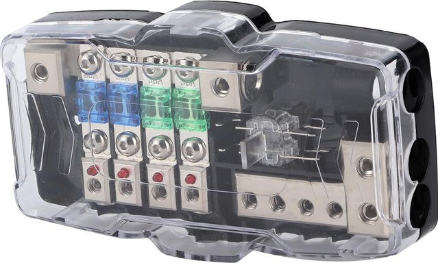 GoolRC Multifunktionaler 4-Wege Sicherungskasten für Auto Audio Stereo mit LED, Grau/Transparent - Bild 1