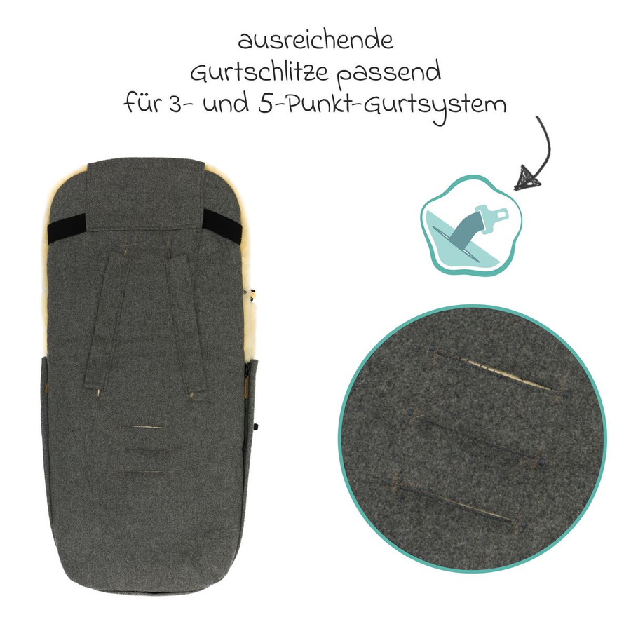 Fillikid Lammwoll-Fußsack Bernina Wool für Buggy, Sport- und Kinderwagen, Grau - Bild 3