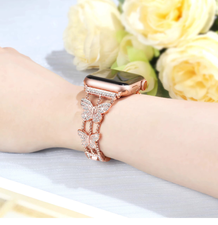 JBAILI Armband Damen, Schmetterling, Metall, Diamond, für Apple Watch - Bild 2