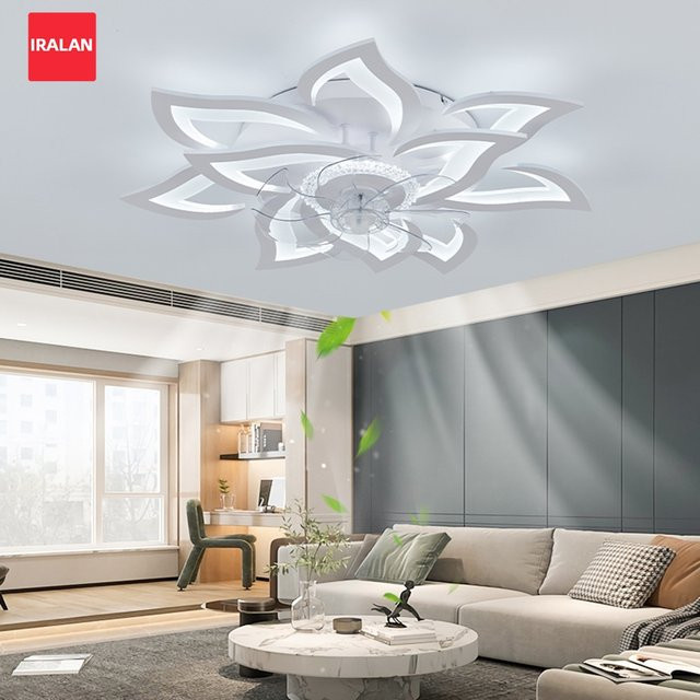 IRALAN 2-in-1 Deckenventilator mit Lampe, 77W, stufenlos dimmbar, 6 Geschwindigkeitsstufen, Steuerung per App oder Fernbedienung - Bild 1