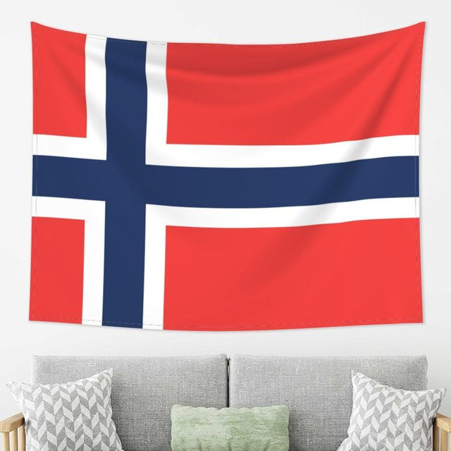 Norwegen Flagge Wandteppich als ästhetische Wanddekoration für Wohnzimmer und Schlafzimmer, Farbe: Rot, B/H: 150 x 200 cm - Bild 1