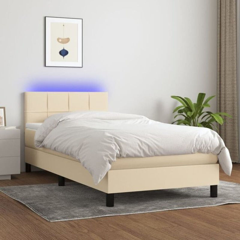 vidaxl Boxspringbett mit Matratze in Beige aus Stoff und Holzwerkstoff B/T/H: 90 x 200 x 78 cm - Bild 1